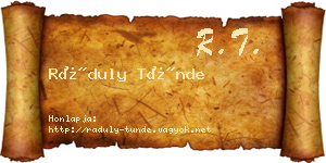 Ráduly Tünde névjegykártya